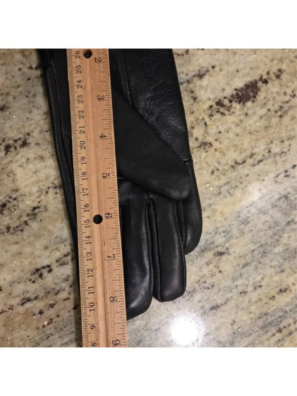 New! Women's Size S Black Leather Fleece Lined Gloves Ruffle Edge